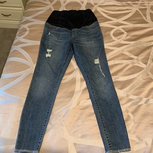 Maternity Crossover Panel Distressed Skinny Jeans
